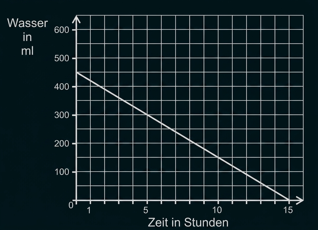 Liniendiagramm zum Wasserverbrauch über die Zeit in Stunden